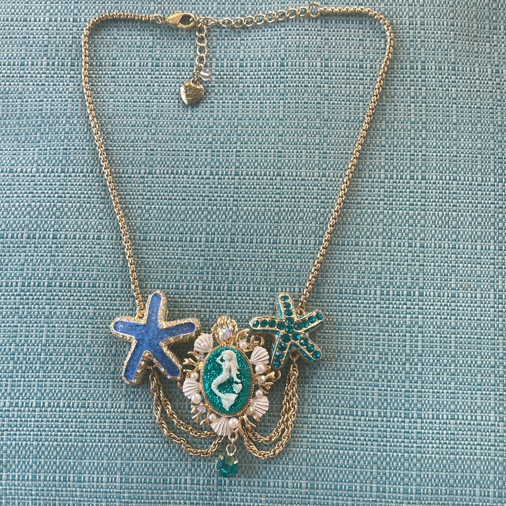 Betsey Johnson Goldtone Mermaid and Starfish Necklace